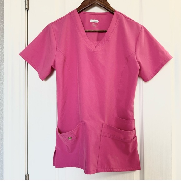 Scrubaid Pink Scrub Jogger Set 1338 & Dickies Red Scrub Top Lot - Picture 4 of 10